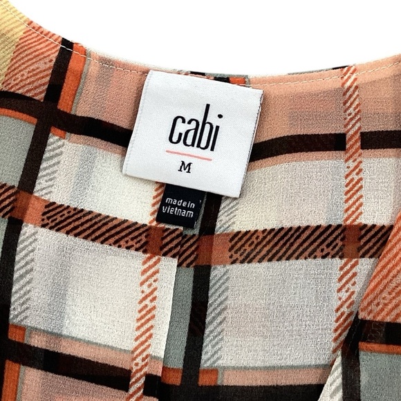 CAbi‎ Whist Faux Wrap Blouse Windowpane Print Balloon Sleeve Medium Style 6295 - Picture 3 of 11